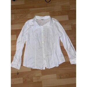 J.Jill White Button Up Shirt LP Petite Long Sleeve Cotton Blend Textured